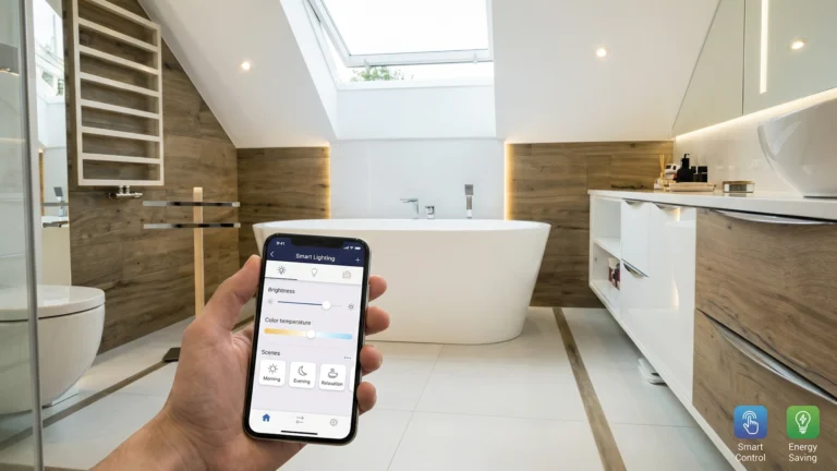 Inteligentne oświetlenie strefowe w łazience na poddaszu