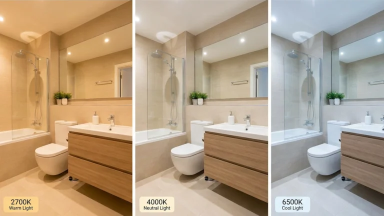 Przykłady różnych barw światła w łazience i ich wpływ na atmosferę wnętrza