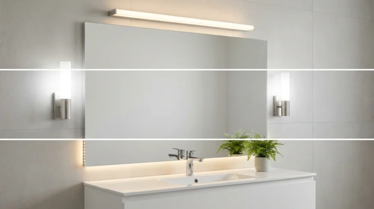 Różne rodzaje oświetlenia lustra w łazience - porównanie efektów światła bocznego, górnego i obwodowego