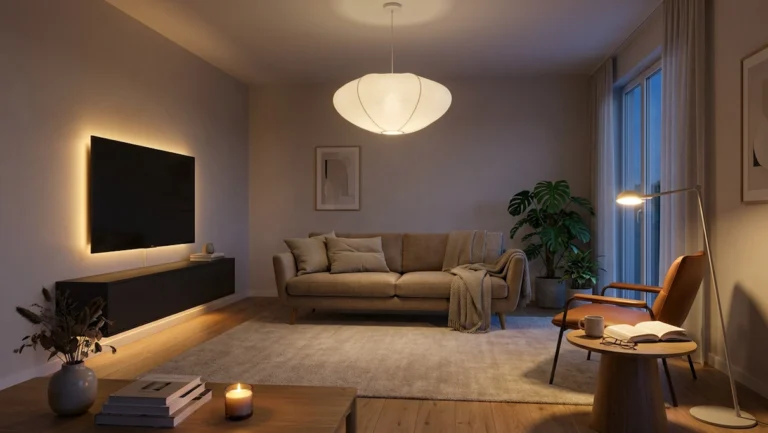 Trzy warstwy oświetlenia salonu - ogólne, zadaniowe i nastrojowe na przykładzie nowoczesnego wnętrza