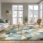 Nowoczesny salon z geometrycznym dywanem
